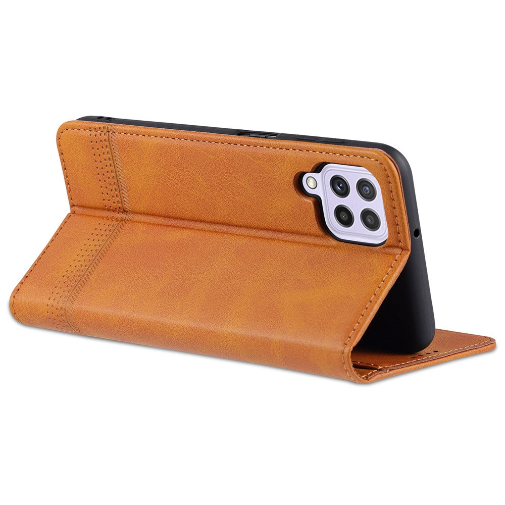 AZNS Premium PU Leather Auto-absorbed Magnetic Closure Stand Function Wallet Flip Cover for Samsung Galaxy A22 4G (EU Version)