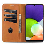 AZNS Premium PU Leather Auto-absorbed Magnetic Closure Stand Function Wallet Flip Cover for Samsung Galaxy A22 4G (EU Version)