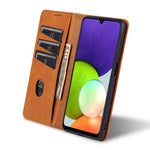 AZNS Premium PU Leather Auto-absorbed Magnetic Closure Stand Function Wallet Flip Cover for Samsung Galaxy A22 4G (EU Version)