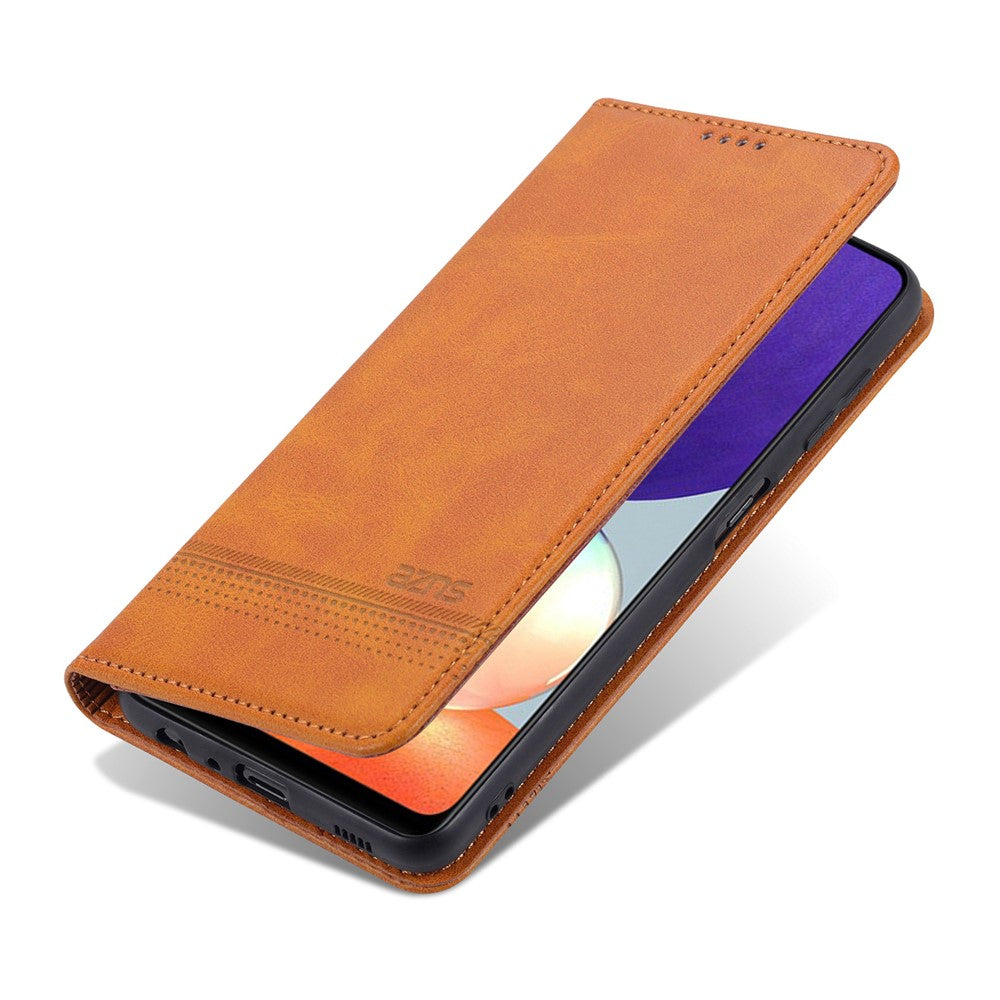 AZNS Premium PU Leather Auto-absorbed Magnetic Closure Stand Function Wallet Flip Cover for Samsung Galaxy A22 4G (EU Version)