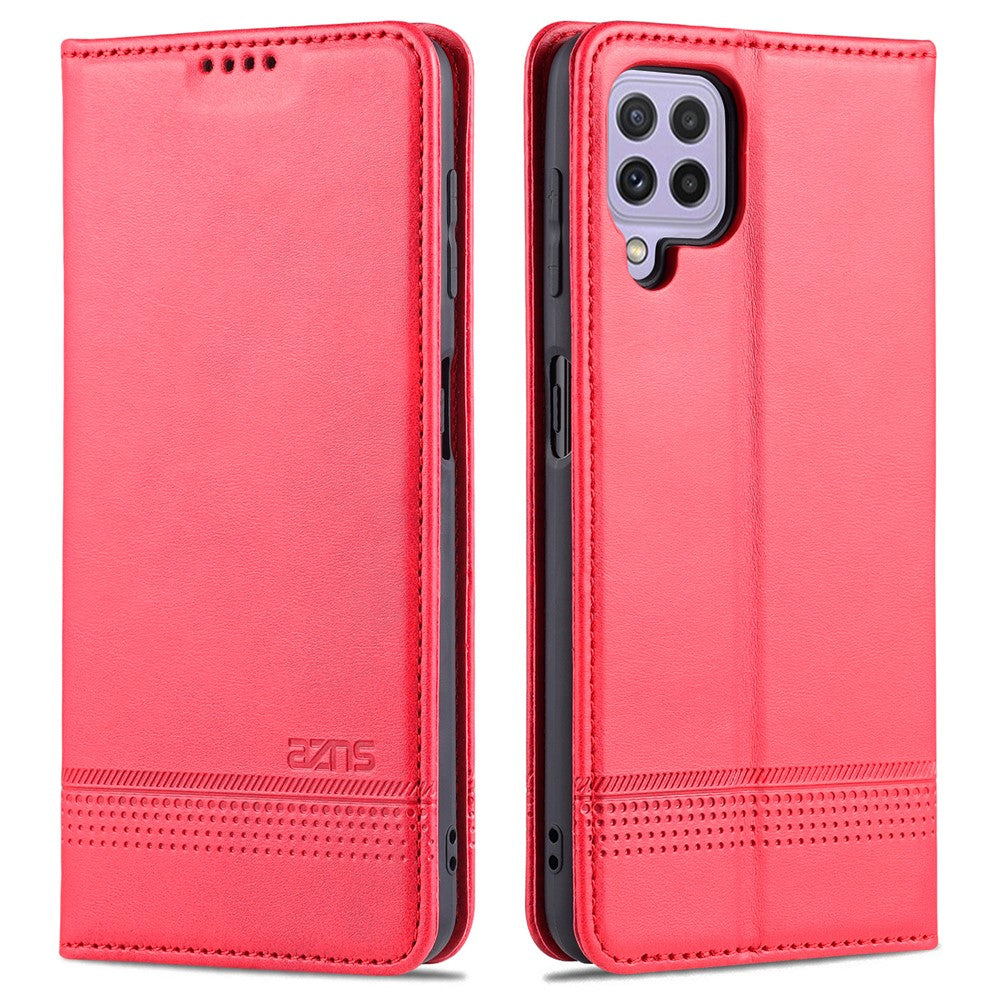 AZNS Premium PU Leather Auto-absorbed Magnetic Closure Stand Function Wallet Flip Cover for Samsung Galaxy A22 4G (EU Version)