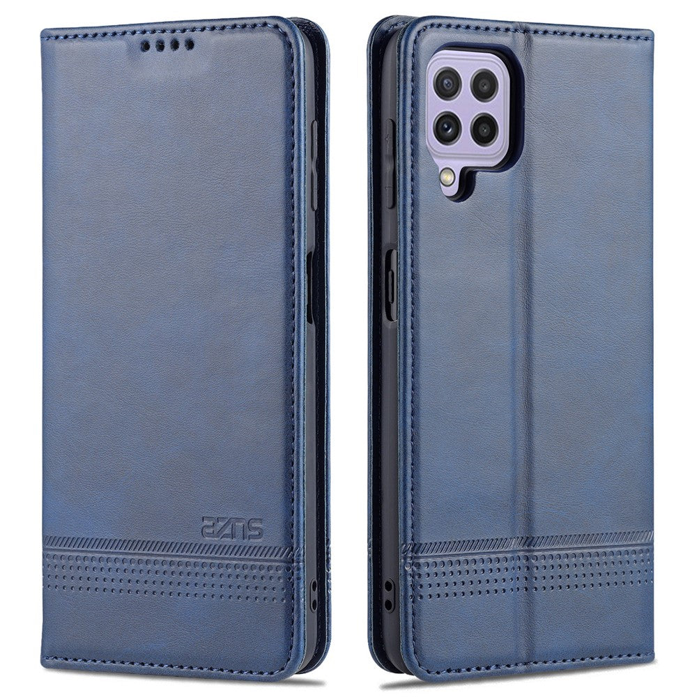 AZNS Premium PU Leather Auto-absorbed Magnetic Closure Stand Function Wallet Flip Cover for Samsung Galaxy A22 4G (EU Version)