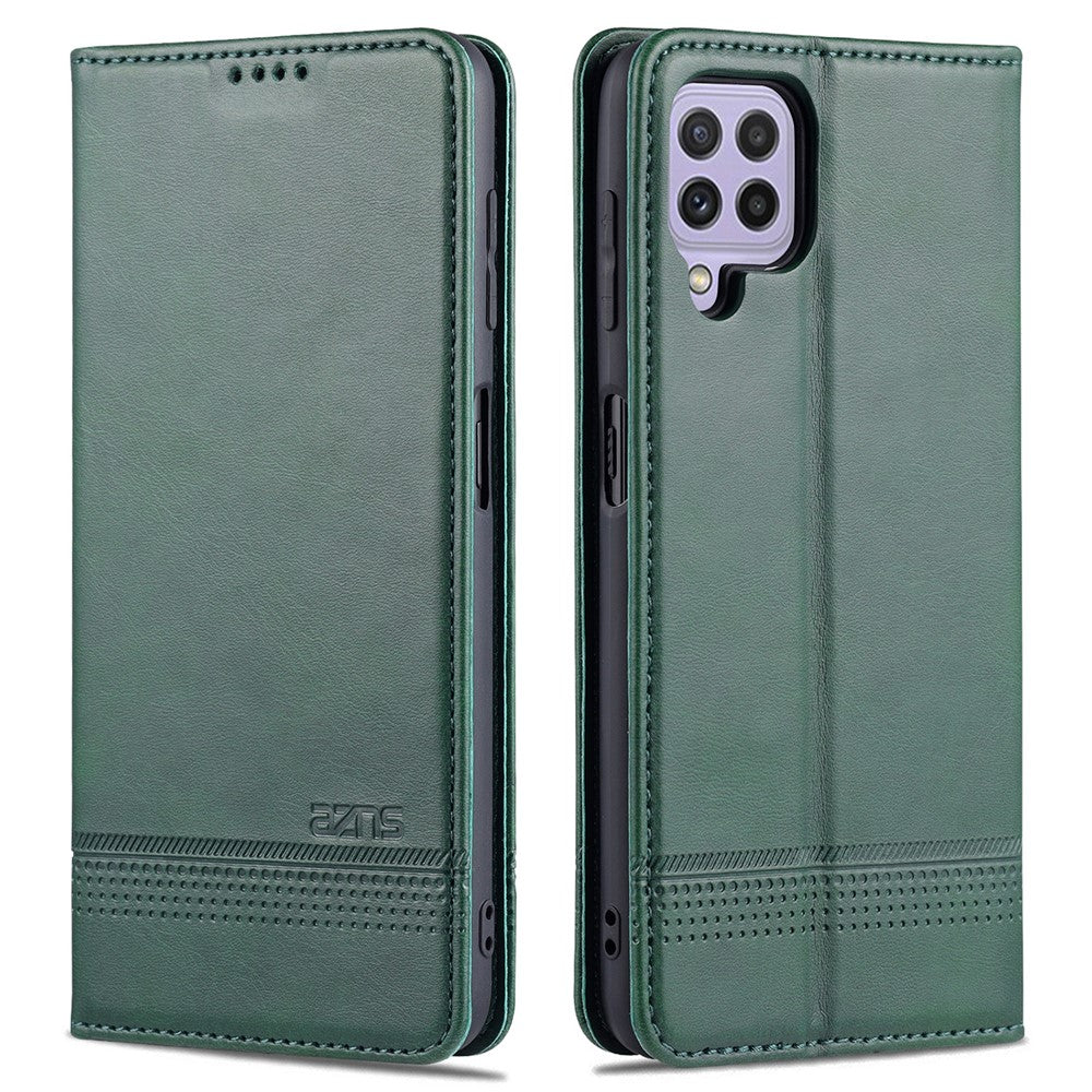 AZNS Premium PU Leather Auto-absorbed Magnetic Closure Stand Function Wallet Flip Cover for Samsung Galaxy A22 4G (EU Version)
