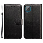 Magnetisk Spænde Ensfarvet Læder Stand Cover Pung Telefoncover med Rem til Samsung Galaxy A22 4G (EU Version)