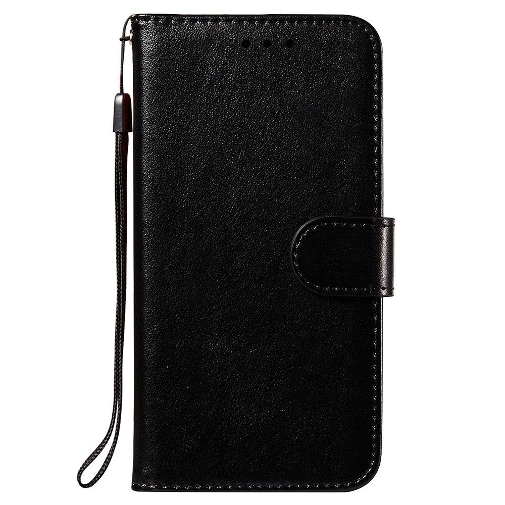 Magnetisk Spænde Ensfarvet Læder Stand Cover Pung Telefoncover med Rem til Samsung Galaxy A22 4G (EU Version)
