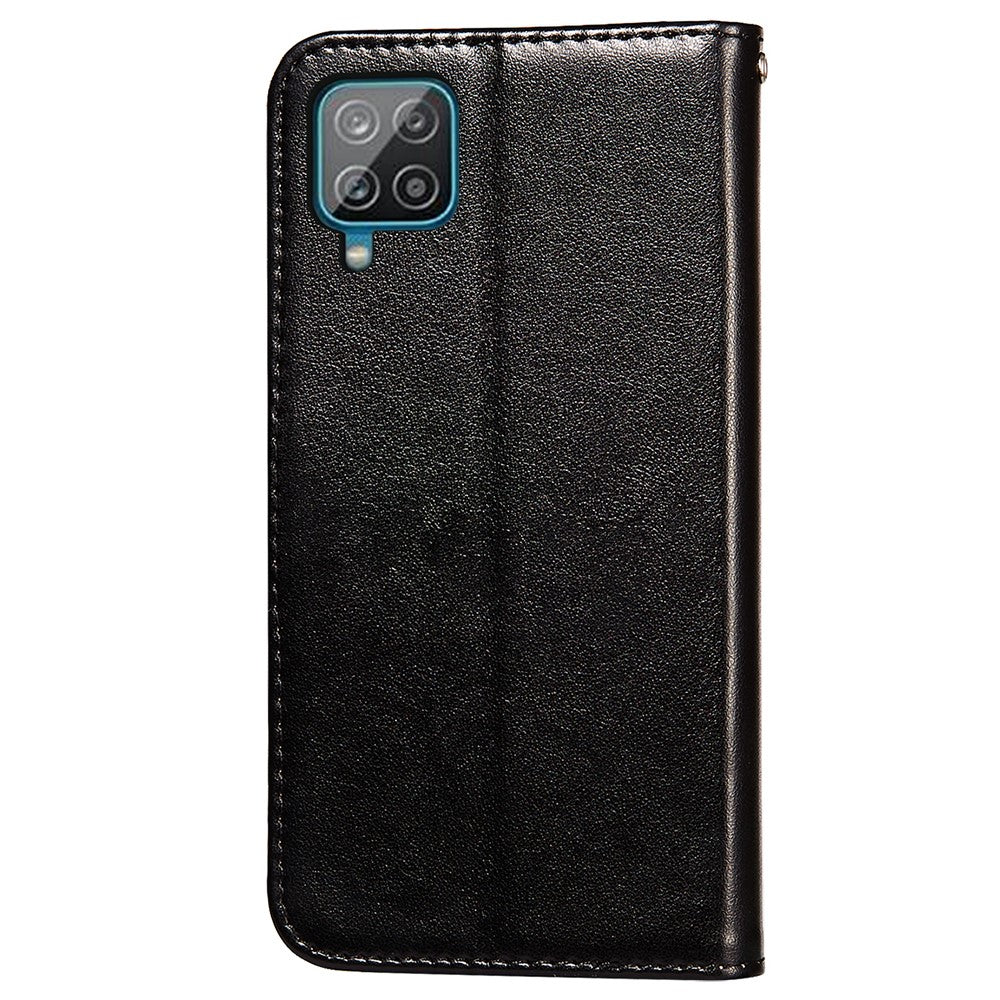 Magnetisk Spænde Ensfarvet Læder Stand Cover Pung Telefoncover med Rem til Samsung Galaxy A22 4G (EU Version)