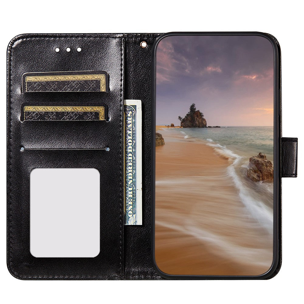 Magnetisk Spænde Ensfarvet Læder Stand Cover Pung Telefoncover med Rem til Samsung Galaxy A22 4G (EU Version)