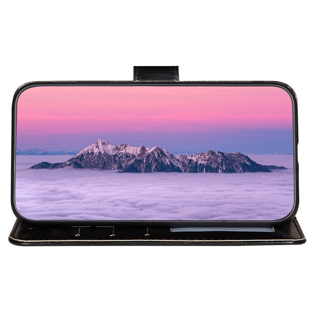Magnetisk Spænde Ensfarvet Læder Stand Cover Pung Telefoncover med Rem til Samsung Galaxy A22 4G (EU Version)