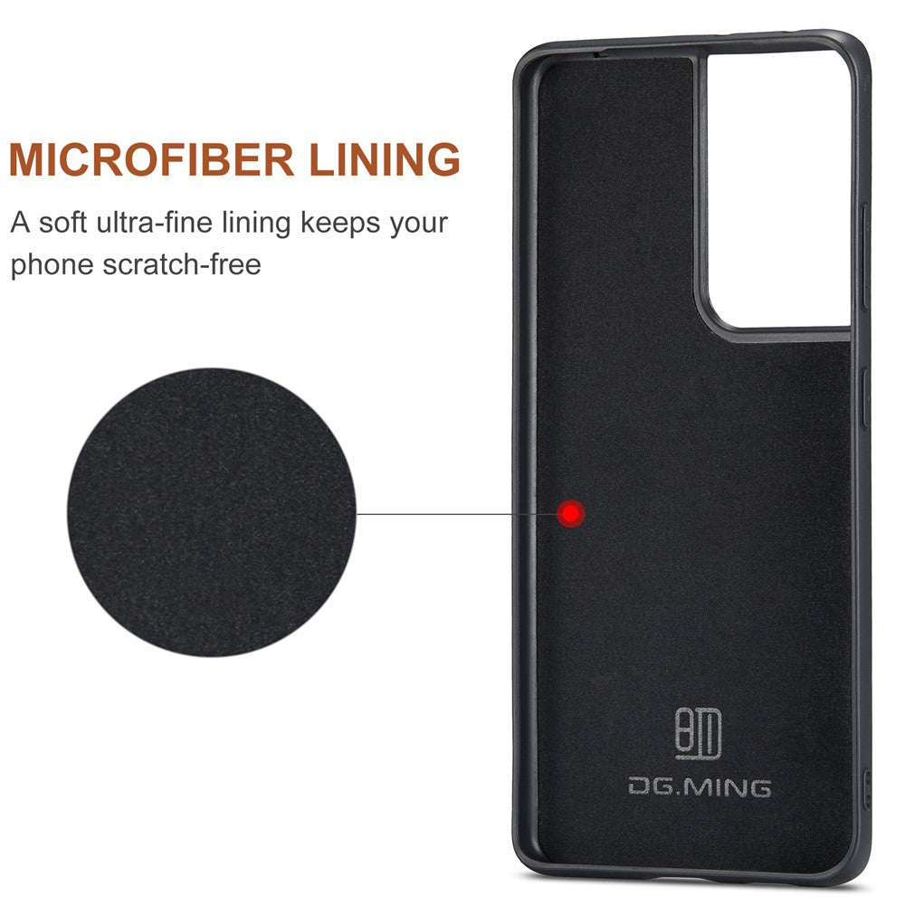 DG.MING M2-serien Magnetiskt trippelvikbart plånboksfodral med stativ i läder för Samsung Galaxy S21 Ultra 5G