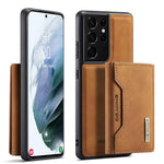 DG.MING M2-serien Magnetiskt trippelvikbart plånboksfodral med stativ i läder för Samsung Galaxy S21 Ultra 5G