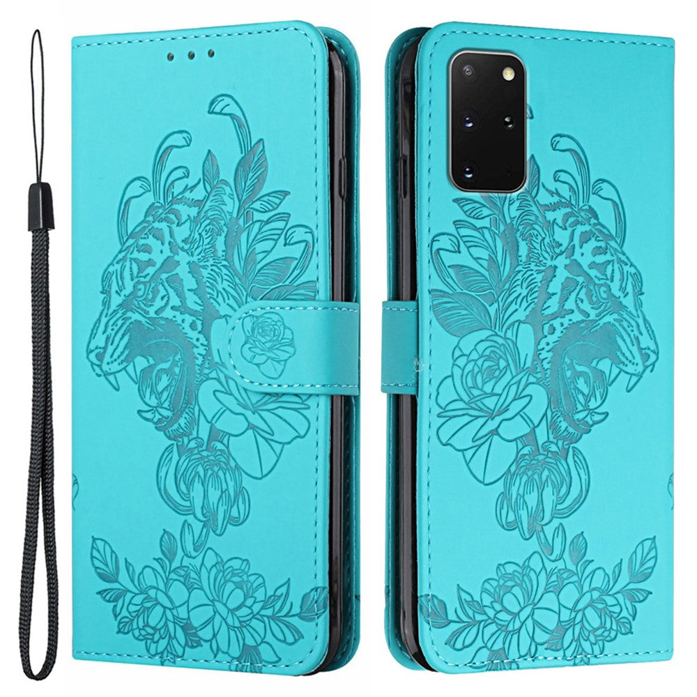 Leather Wallet Stand Case with Tiger Head Pattern Imprinting for Samsung Galaxy S20 Plus 4G/5G