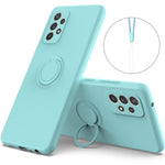 Ring Holder Kickstand Design Liquid Silicone Phone Case with Strap for Samsung Galaxy A52 4G/5G / A52s 5G