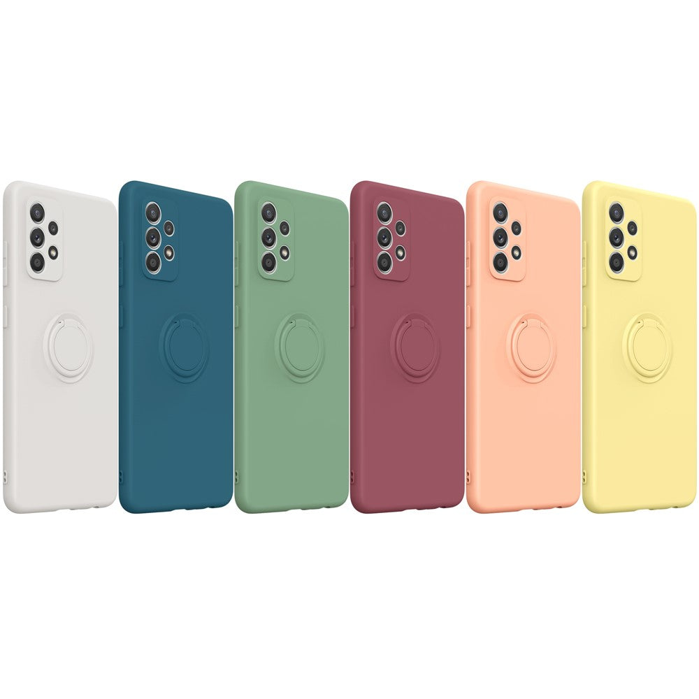 Ring Holder Kickstand Design Liquid Silicone Phone Case with Strap for Samsung Galaxy A52 4G/5G / A52s 5G