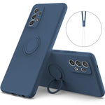 Ring Holder Kickstand Design Liquid Silicone Phone Case with Strap for Samsung Galaxy A52 4G/5G / A52s 5G
