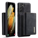 DG.MING M1 Series Aftageligt 2-i-1 Magnetisk Pung Design Læderbelagt TPU + PC Cover med Kickstand til Samsung Galaxy S21+ 5G
