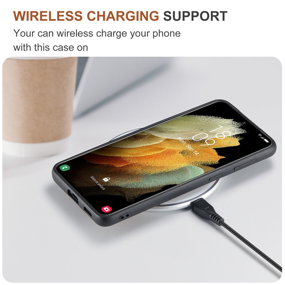 DG.MING M1 Series Aftageligt 2-i-1 Magnetisk Pung Design Læderbelagt TPU + PC Cover med Kickstand til Samsung Galaxy S21+ 5G