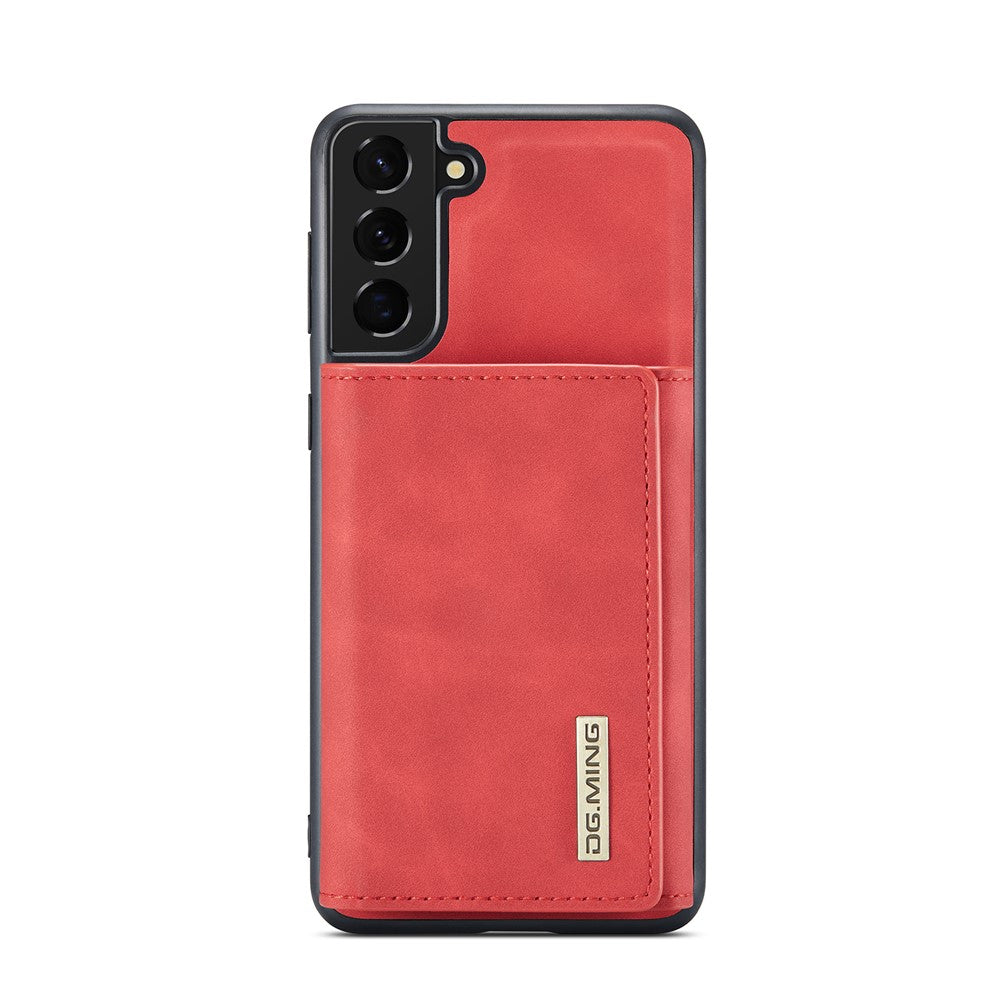 DG.MING M1 Series Aftageligt 2-i-1 Magnetisk Pung Design Læderbelagt TPU + PC Cover med Kickstand til Samsung Galaxy S21+ 5G