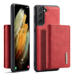 DG.MING M1 Series Aftageligt 2-i-1 Magnetisk Pung Design Læderbelagt TPU + PC Cover med Kickstand til Samsung Galaxy S21+ 5G