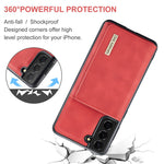 DG.MING M1 Series Aftageligt 2-i-1 Magnetisk Pung Design Læderbelagt TPU + PC Cover med Kickstand til Samsung Galaxy S21+ 5G