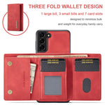 DG.MING M1 Series Aftageligt 2-i-1 Magnetisk Pung Design Læderbelagt TPU + PC Cover med Kickstand til Samsung Galaxy S21+ 5G