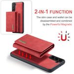 DG.MING M1 Series Aftageligt 2-i-1 Magnetisk Pung Design Læderbelagt TPU + PC Cover med Kickstand til Samsung Galaxy S21+ 5G