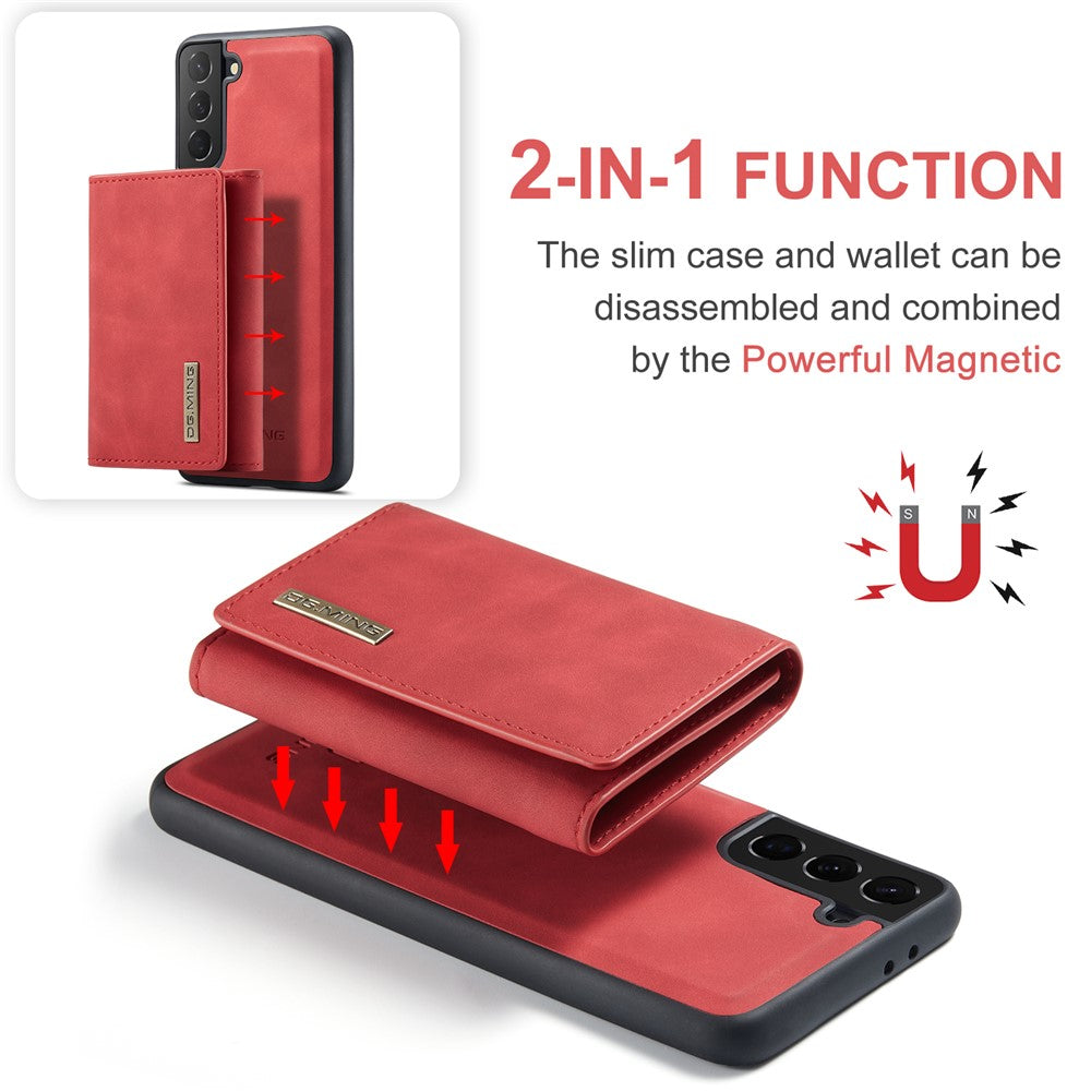 DG.MING M1 Series Aftageligt 2-i-1 Magnetisk Pung Design Læderbelagt TPU + PC Cover med Kickstand til Samsung Galaxy S21+ 5G
