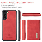 DG.MING M1 Series Aftageligt 2-i-1 Magnetisk Pung Design Læderbelagt TPU + PC Cover med Kickstand til Samsung Galaxy S21+ 5G
