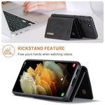 DG.MING M1 Series Detachable Wallet Design Leather Coated TPU + PC Case with Kickstand for Samsung Galaxy S21 5G/4G