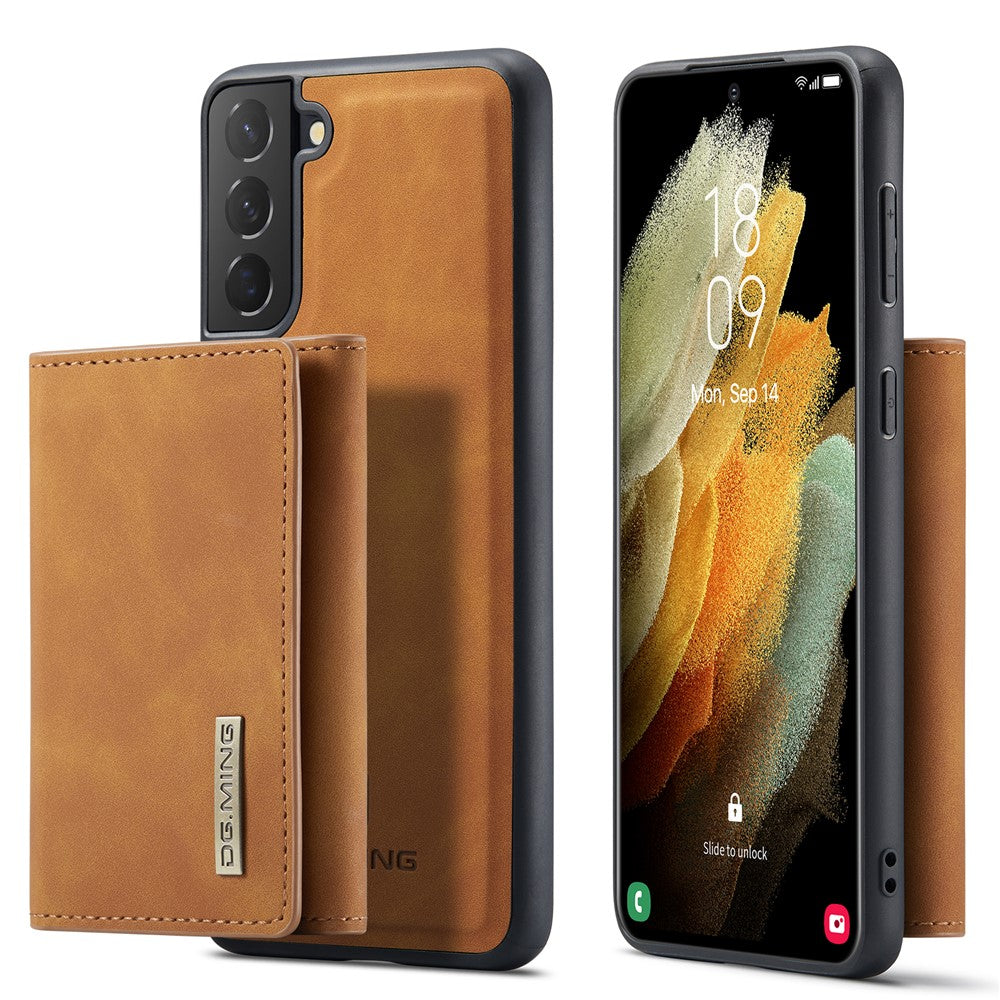 DG.MING M1-serien avtagbar plånboksdesign läderbelagd TPU + PC-skal med stativ för Samsung Galaxy S21 5G/4G
