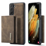 DG.MING M1-serien avtagbar plånboksdesign läderbelagd TPU + PC-skal med stativ för Samsung Galaxy S21 5G/4G