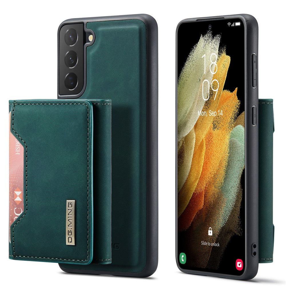 DG.MING M2-serien, avtagbart 2-i-1-hybridskal med magnetisk plånboksdesign och stativ för Samsung Galaxy S21 5G/4G