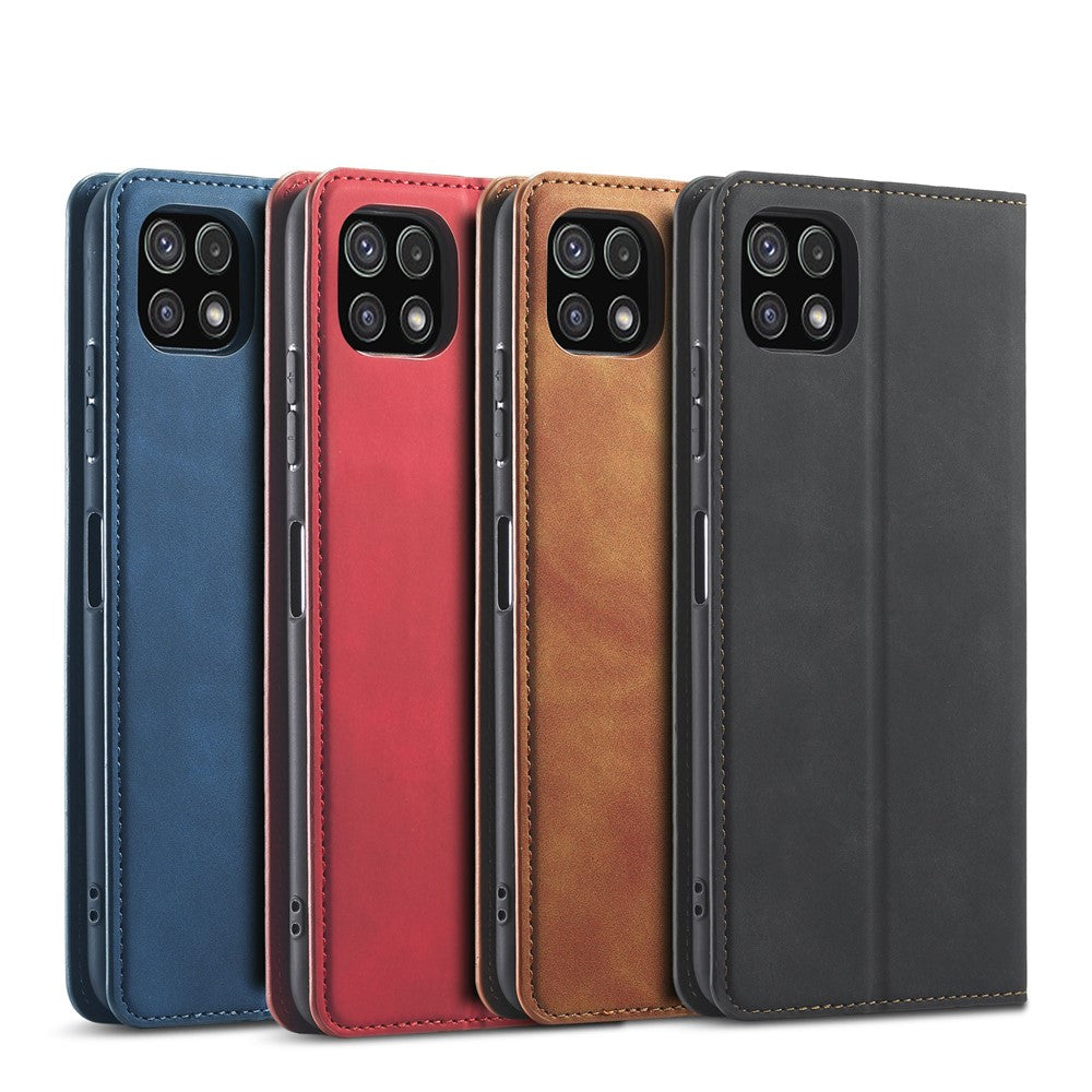 FORWENW for Samsung Galaxy A22 5G (EU Version) Fantasy Series Skin-Touch Leather Wallet Stand Phone Case