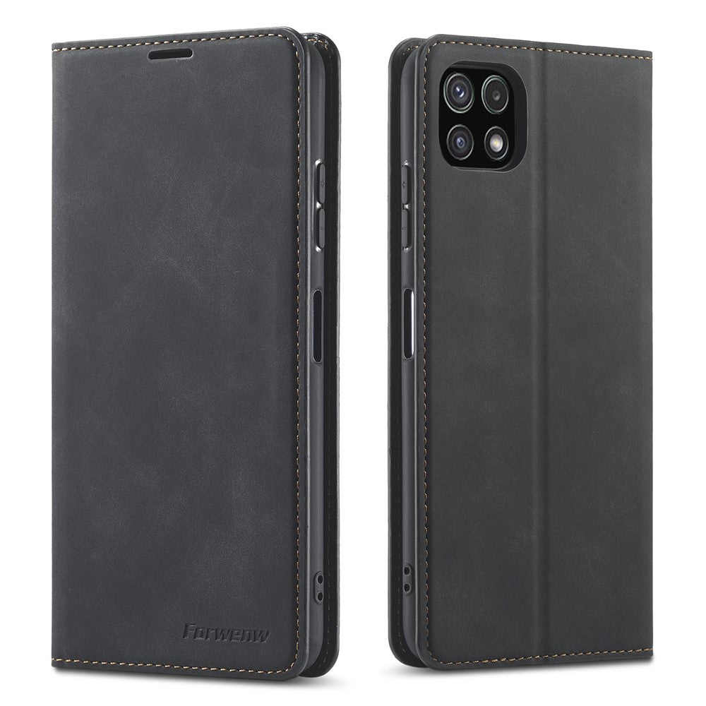 FORWENW for Samsung Galaxy A22 5G (EU Version) Fantasy Series Skin-Touch Leather Wallet Stand Phone Case