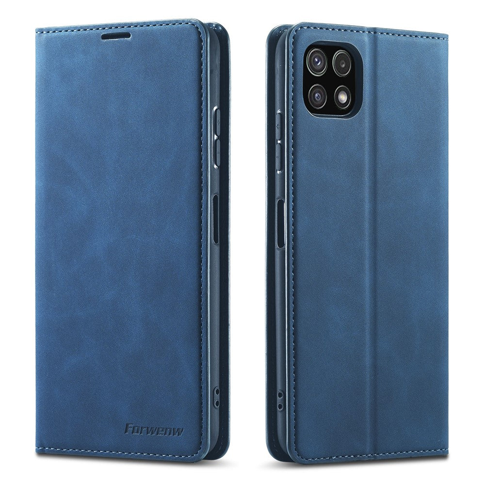 FORWENW for Samsung Galaxy A22 5G (EU Version) Fantasy Series Skin-Touch Leather Wallet Stand Phone Case