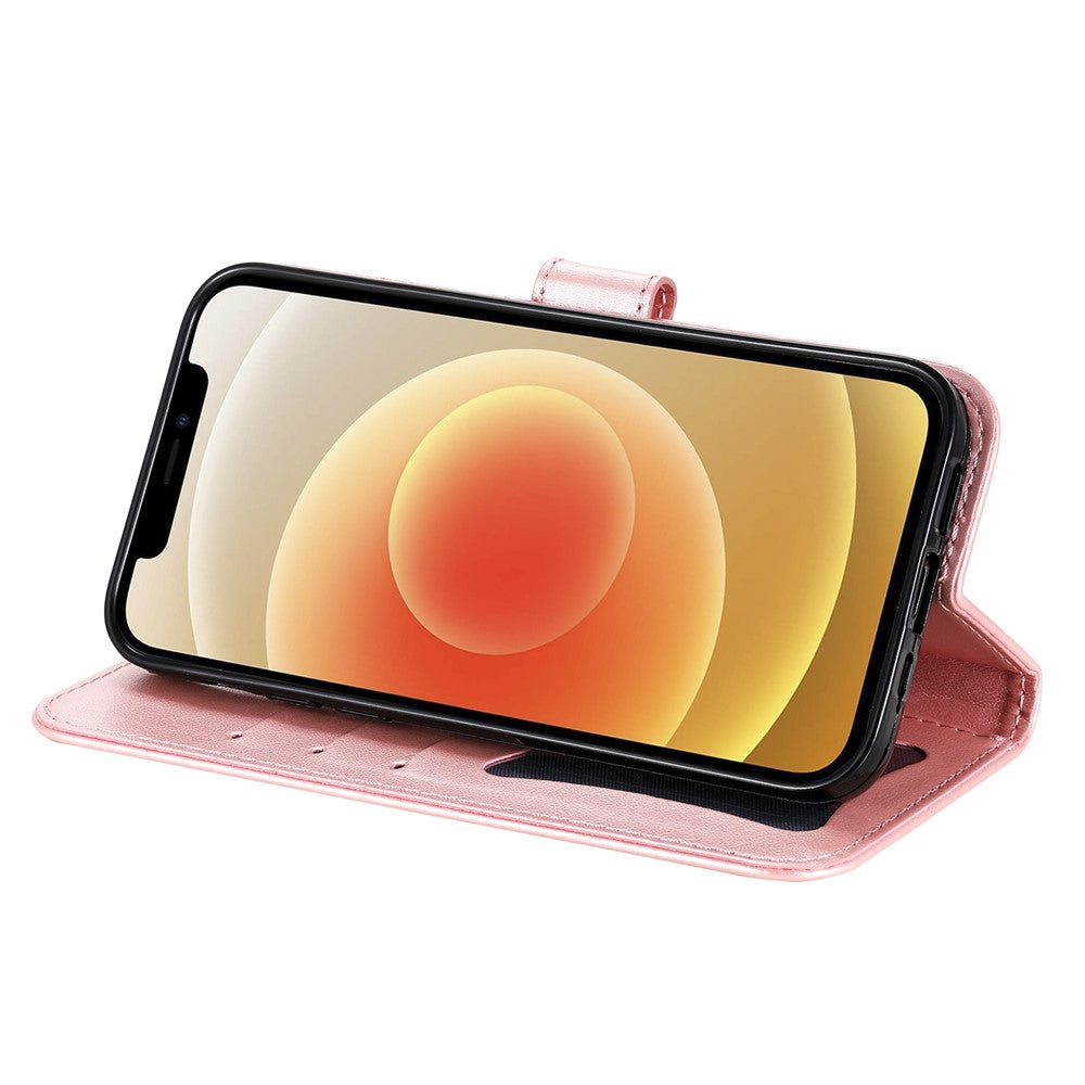 PU Læder Præget Blomstermønster Pung Telefoncover med Snor til Samsung Galaxy A32 4G (EU-version)