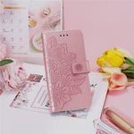 PU Læder Præget Blomstermønster Pung Telefoncover med Snor til Samsung Galaxy A32 4G (EU-version)