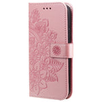 PU Læder Præget Blomstermønster Pung Telefoncover med Snor til Samsung Galaxy A32 4G (EU-version)
