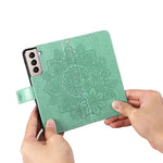 Imprint Flowers Pattern PU Leather Wallet Phone Case with Lanyard for Samsung Galaxy S21 5G/4G