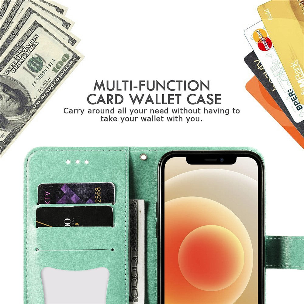 Imprint Flowers Pattern PU Leather Wallet Phone Case with Lanyard for Samsung Galaxy S21 5G/4G