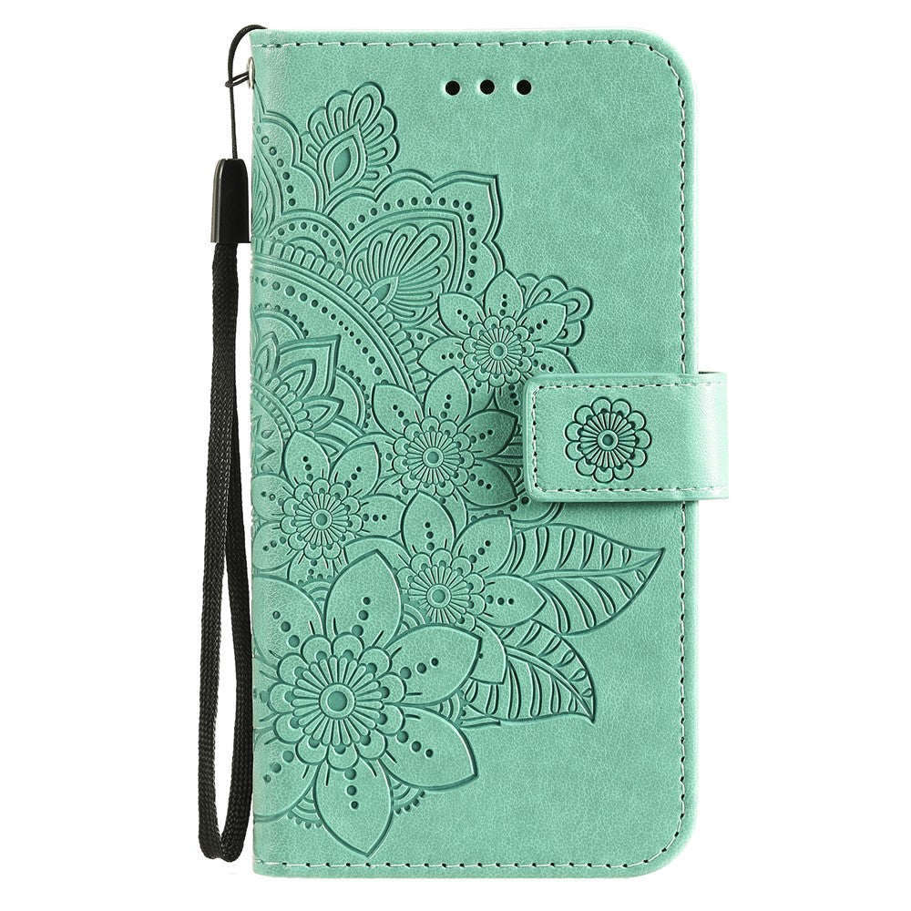 Imprint Flowers Pattern PU Leather Wallet Phone Case with Lanyard for Samsung Galaxy S21 5G/4G