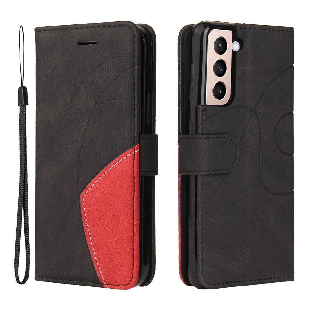 For Samsung Galaxy S21 5G / 4G Leather Case Wallet Stand Color Splicing Phone Cover