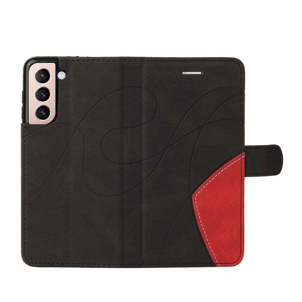 For Samsung Galaxy S21 5G / 4G Leather Case Wallet Stand Color Splicing Phone Cover