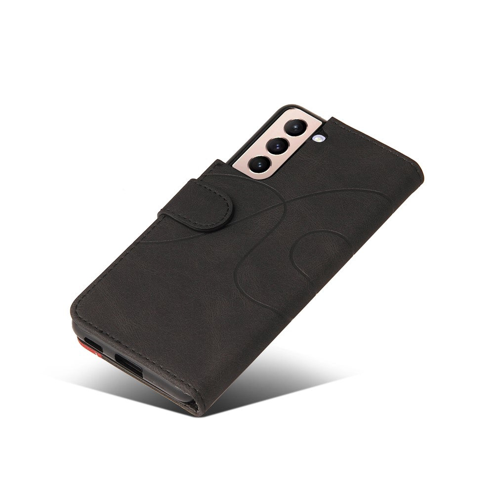 For Samsung Galaxy S21 5G / 4G Leather Case Wallet Stand Color Splicing Phone Cover