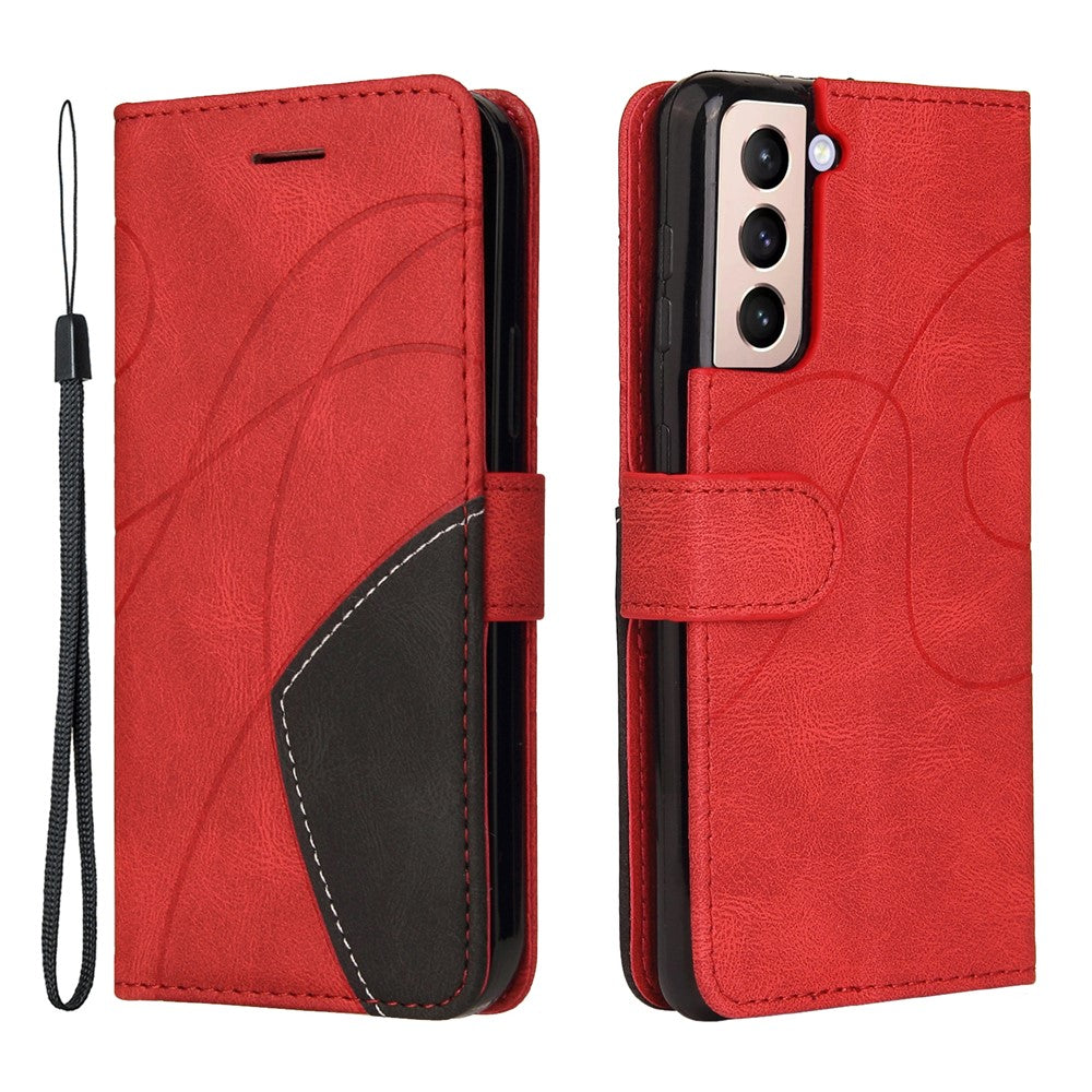For Samsung Galaxy S21 5G / 4G Leather Case Wallet Stand Color Splicing Phone Cover