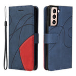 For Samsung Galaxy S21 5G / 4G Leather Case Wallet Stand Color Splicing Phone Cover