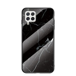 Hærdet Glas Marmormønster Stødsikkert Hybrid Beskyttende Telefoncover i Hård PC og Blød TPU til Samsung Galaxy A22 4G (EU Version)
