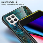 Hærdet Glas Marmormønster Stødsikkert Hybrid Beskyttende Telefoncover i Hård PC og Blød TPU til Samsung Galaxy A22 4G (EU Version)