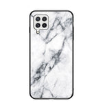 Hærdet Glas Marmormønster Stødsikkert Hybrid Beskyttende Telefoncover i Hård PC og Blød TPU til Samsung Galaxy A22 4G (EU Version)