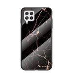 Hærdet Glas Marmormønster Stødsikkert Hybrid Beskyttende Telefoncover i Hård PC og Blød TPU til Samsung Galaxy A22 4G (EU Version)