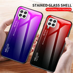 Tempered Glass Design Gradient Color Pattern TPU Frame Hybrid Shockproof Phone Case for Samsung Galaxy A22 4G (EU Version)